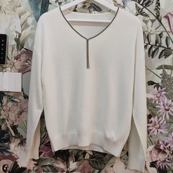 Brunello Cucinelli 100% cashmere sweater with molini beads tasso brand new - Picture 3 of 5